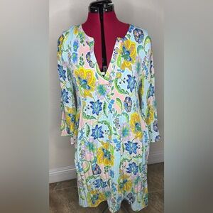 Sunny Leigh Boho Floral Babydoll Dress Multicolor Pastel Size M